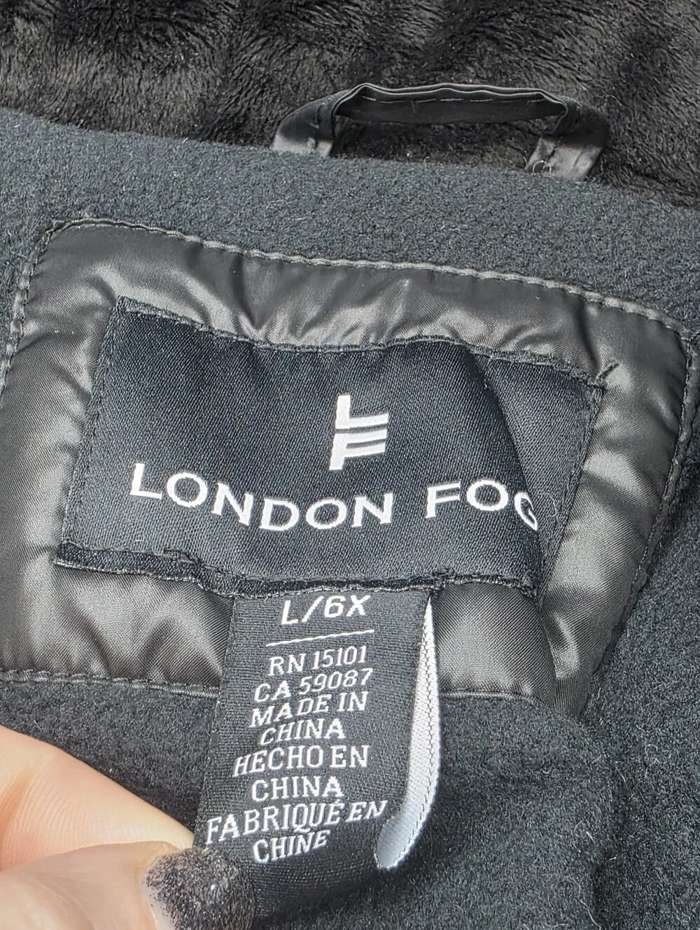 NWT London Fog Girls Black Quilted Puffer Parka Jacket Size LG 6x S(7/8)*Read*